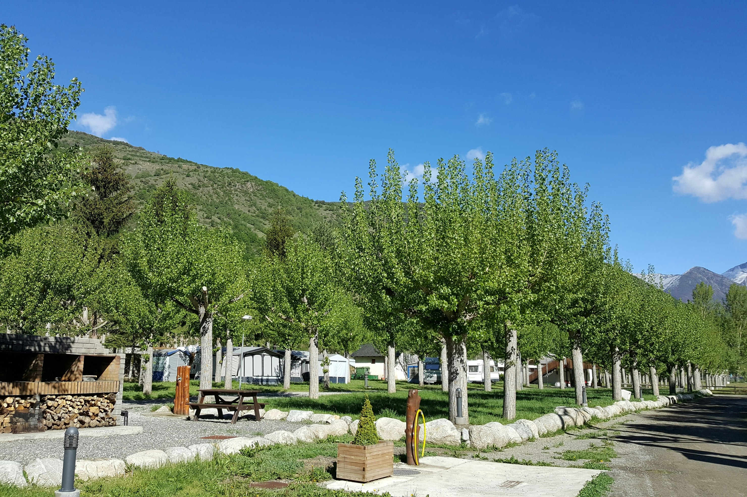 Aigüestortes Camping Resort - Standplätze zwischen den Bäumen auf dem Campingplatz