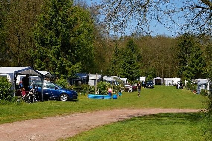 Ardoer Camping De Reeënwissel - Blick auf den Zeltplatz und Wohnwagenstellplatz zwischen den Bäumen auf dem Campingplatz