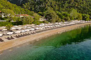 Camping Medveja Autocamp Medveja - Badestrand aus der Vogelperspektive