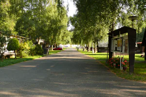 Autocamp Šternberk - Allee auf dem Campingplatz mit Mobilheimen