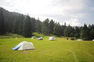 Kemping Bystrina Autocamping Bystrina - Standplätze auf der Wiese auf dem Campingplatz