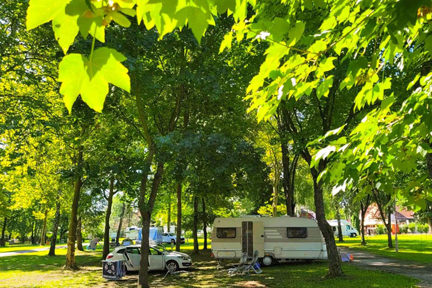 Thermal Camping Zalakaros  Balatontourist Camping Termál - Standplatz im Schatten der Bäume