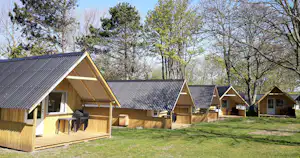 Ballen Strandcamping - Mobilheim mit Terrasse im Grünen auf dem Campinglatz