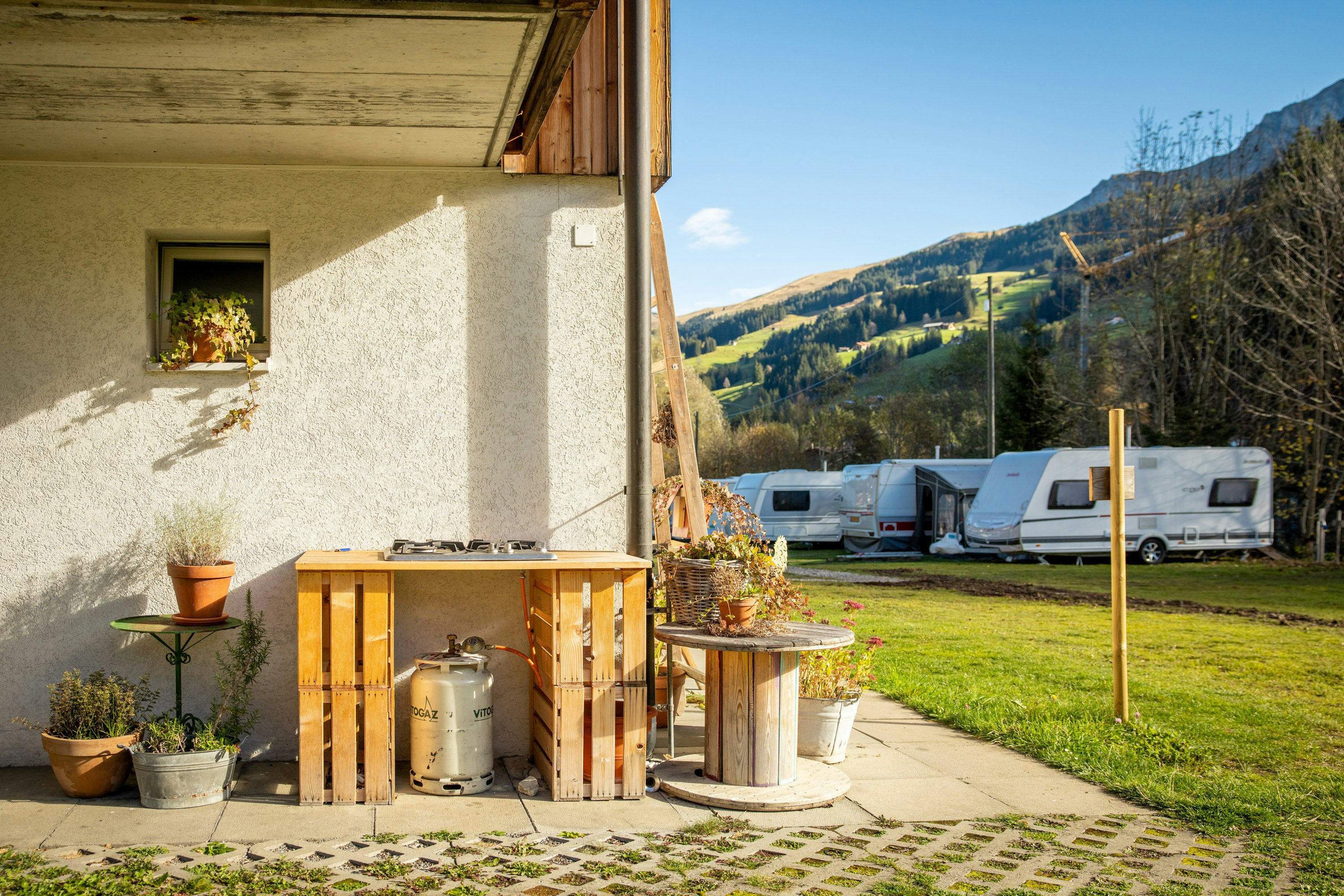 Camping Bergblick - Outdoor-;Küche auf dem Campingplatz