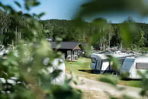 Beverøya Camping - Mobilheime und Standplatzwiese auf dem Campingplatz