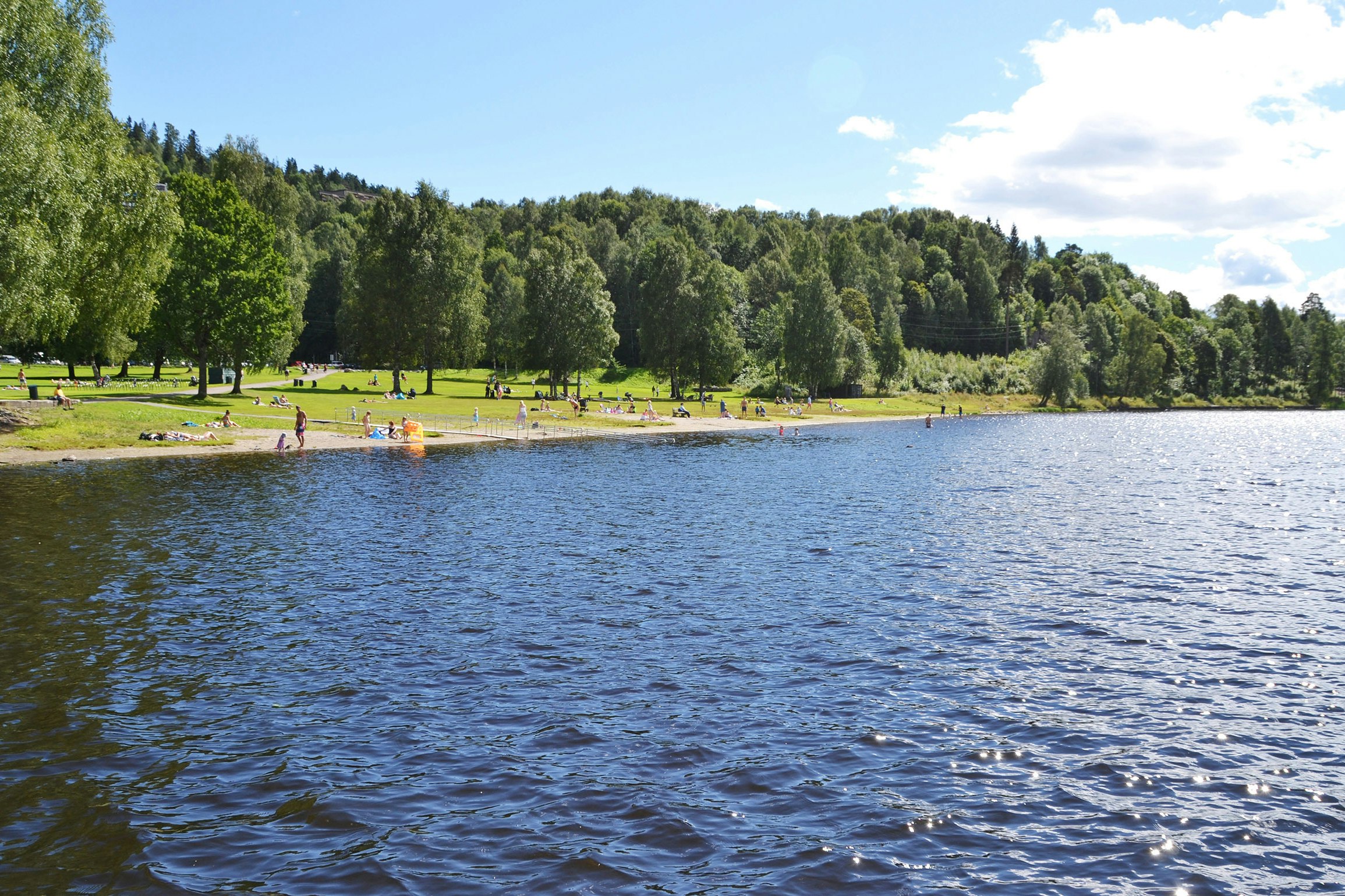 Topcamp Bogstad - Oslo  Bogstad Camp & Turistsenter - Blick auf den Badestrand am Campingplatz