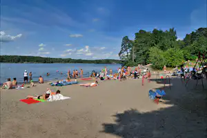 Bredäng Camping Stockholm -mit Blick auf die Stadt