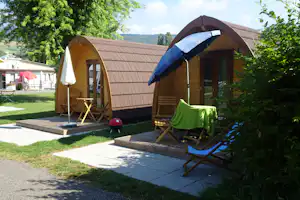 Camp des Pêches - Mobilheime vom Campingplatz mit Veranden