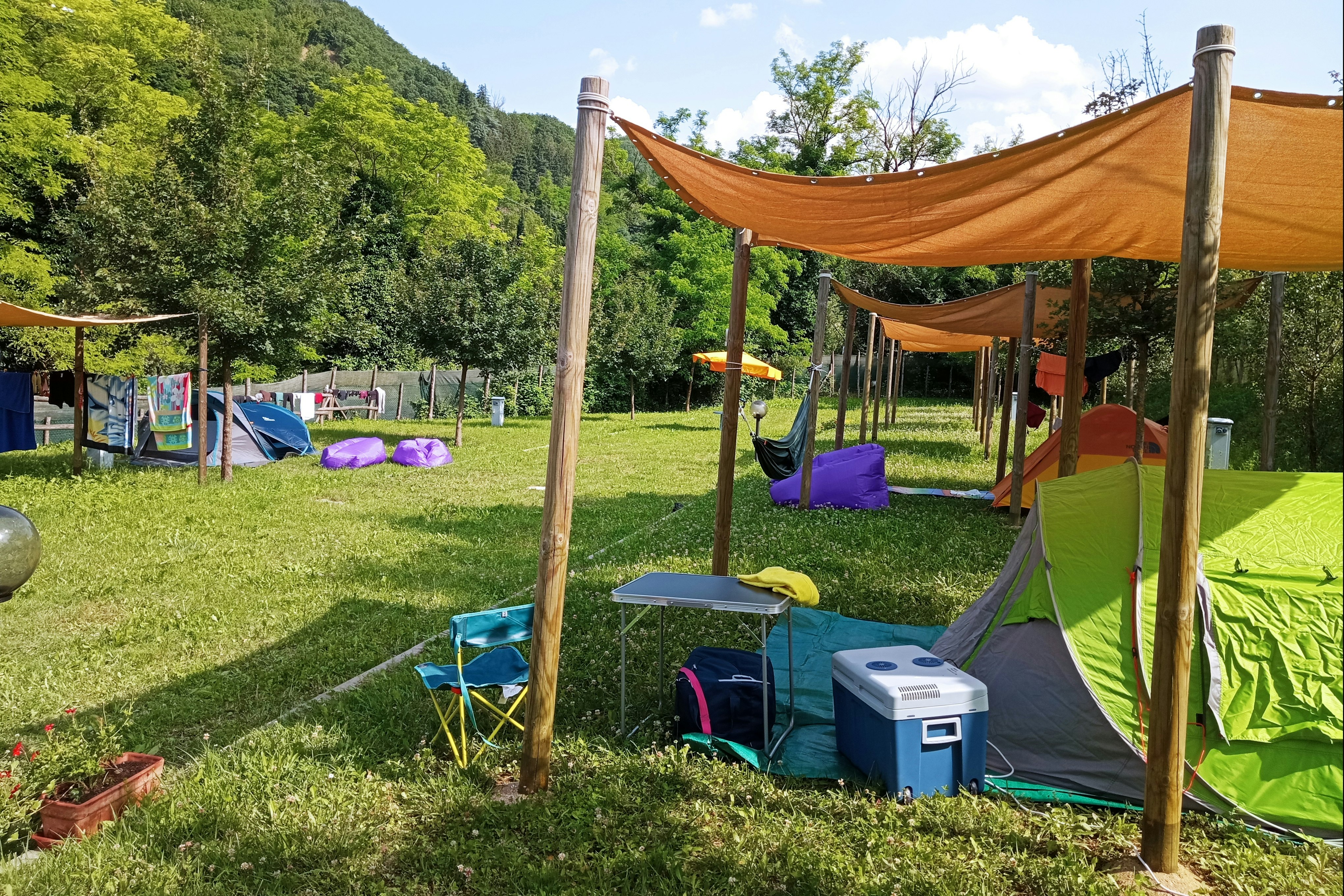Campeggio Alidosi - Blick auf die Zeltplätze auf der Wiese auf dem Campingplatz
