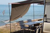 Camping Alfacs - Stellplatz mit Blick auf das Meer