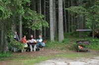 Camping Am Erlaufsee  -  Camper am Grill vom Campingplatz an einem Waldstück