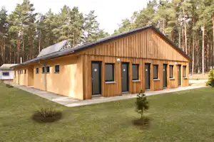 Camping am Schwielochsee - Das Sanitärgebäude des Campingplatzes von aussen