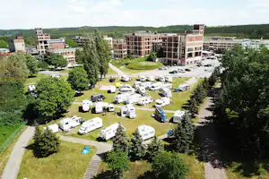 Camping an der Oder - Luftaufnahme des Campingplatzes