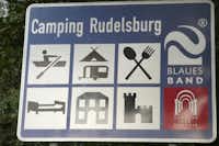 Camping an der Rudelsburg - Schild am Eingang des Campingplatzes