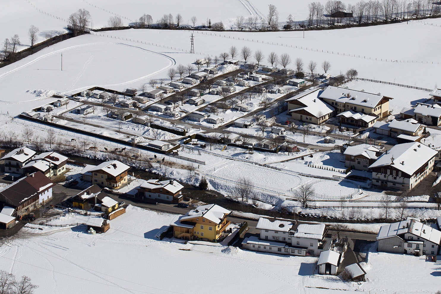Camping Andrelwirt - Luftaufnahme auf den Campingplatz im Winter