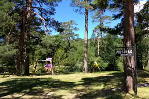 Camping Arlanza - Spielplatz unter Bäumen auf dem Campingplatz