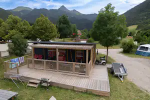 Sites et Paysages Belle Roche Camping Belle Roche - Außenansicht eines Mobilheims auf dem Campingplatz