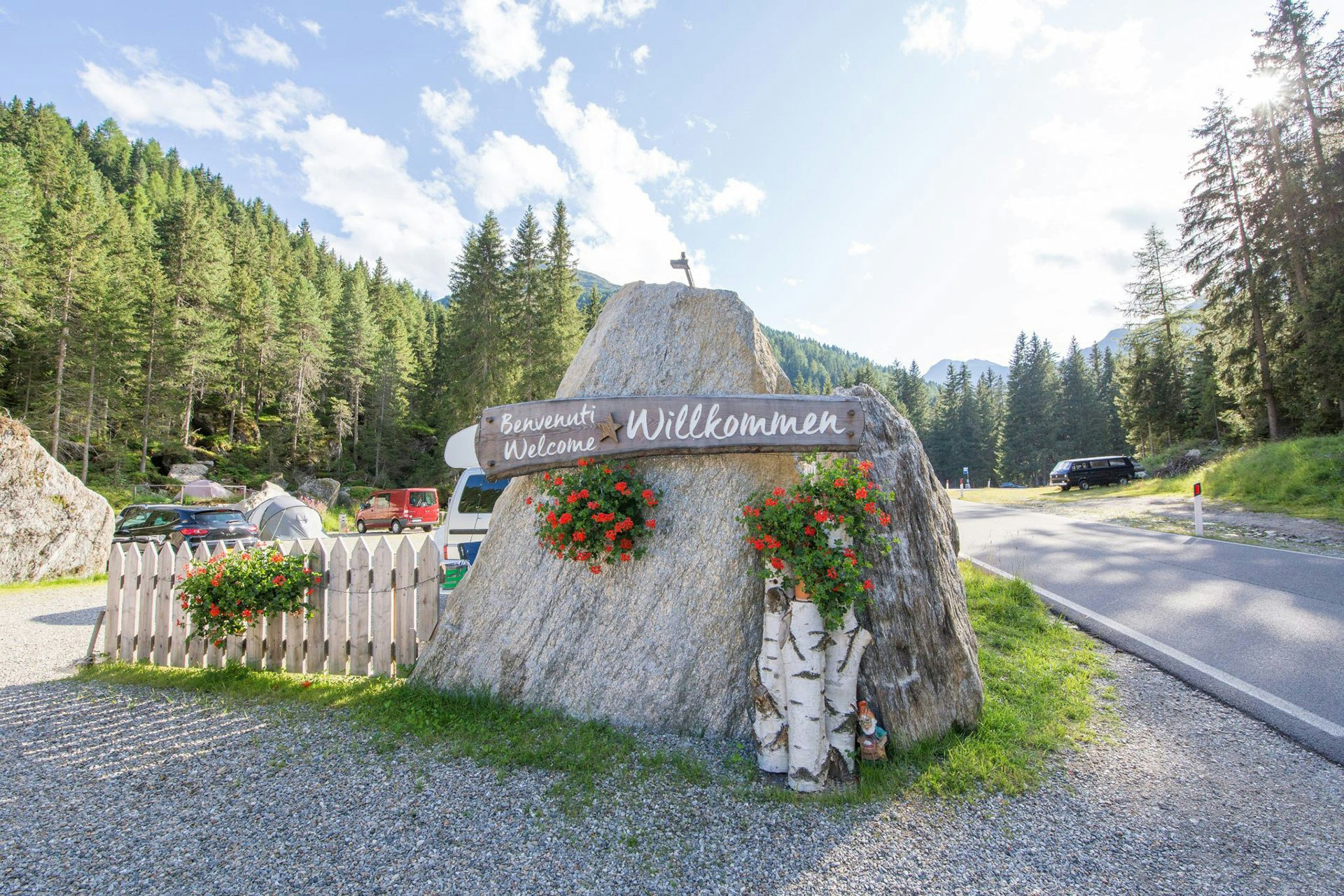 Camping Bergkristall Pfelders - Einfahrt des Campingplatzes