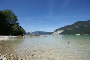 Camping Birkenstrand Wolfgangsee - direkter Zugang vom Campingplatz zum Wolfgangsee