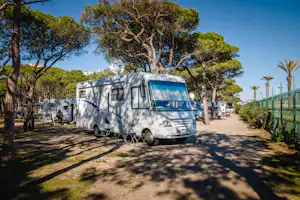 Camping Blanes - Standplätze im Schatten der Bäume auf dem Campingplatz