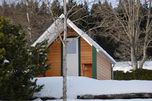 Camping Bühlhof - Mobilheim vom Campingplatz mit Veranda im Winter