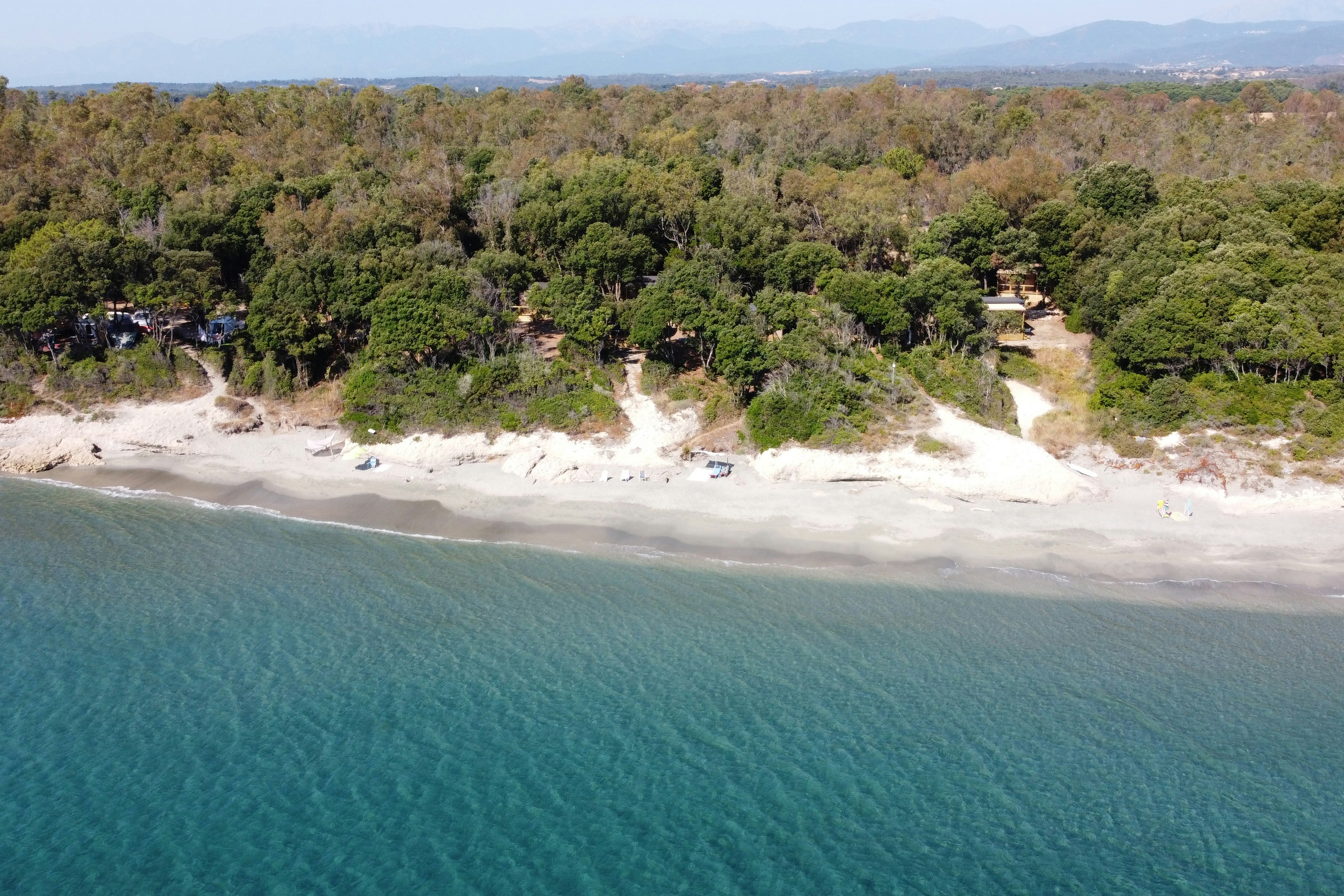 Camping CALELLA - Luftaufnahme des Strandes