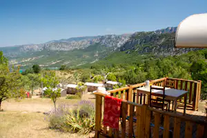 Campasun Camping de l'Aigle Camping Campasun Camping de l'Aigle - Mobilheim mit Terrasse und Aussicht auf die Berge