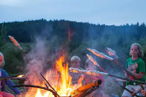 Camping Chvalšiny - Kinder am Lagerfeuer auf dem Campingplatz