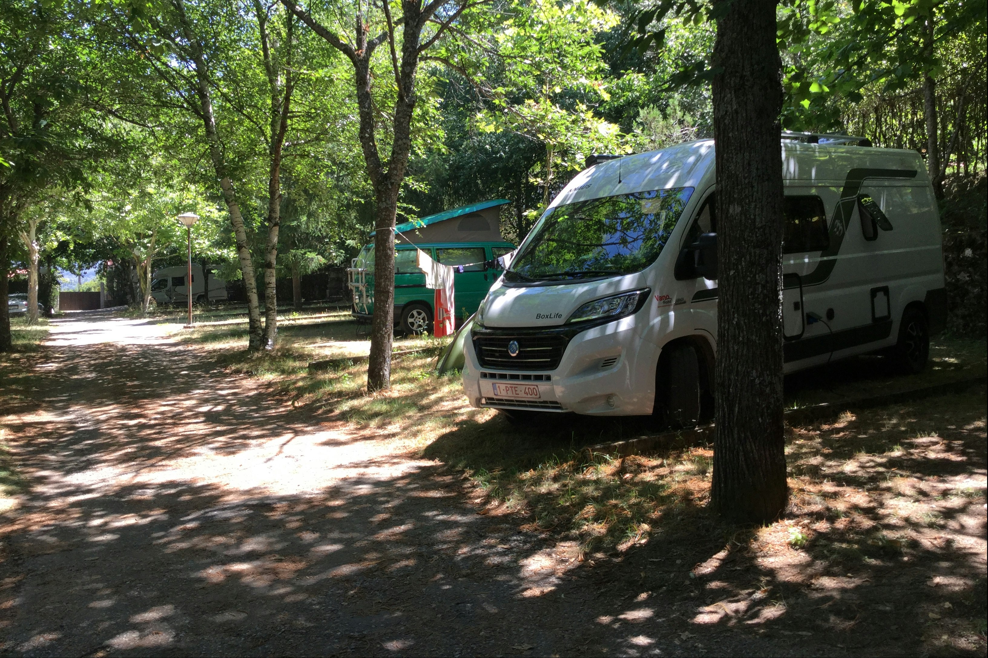Camping Cinco Castaños - Blick auf die Standplätze im Schatten der Bäume