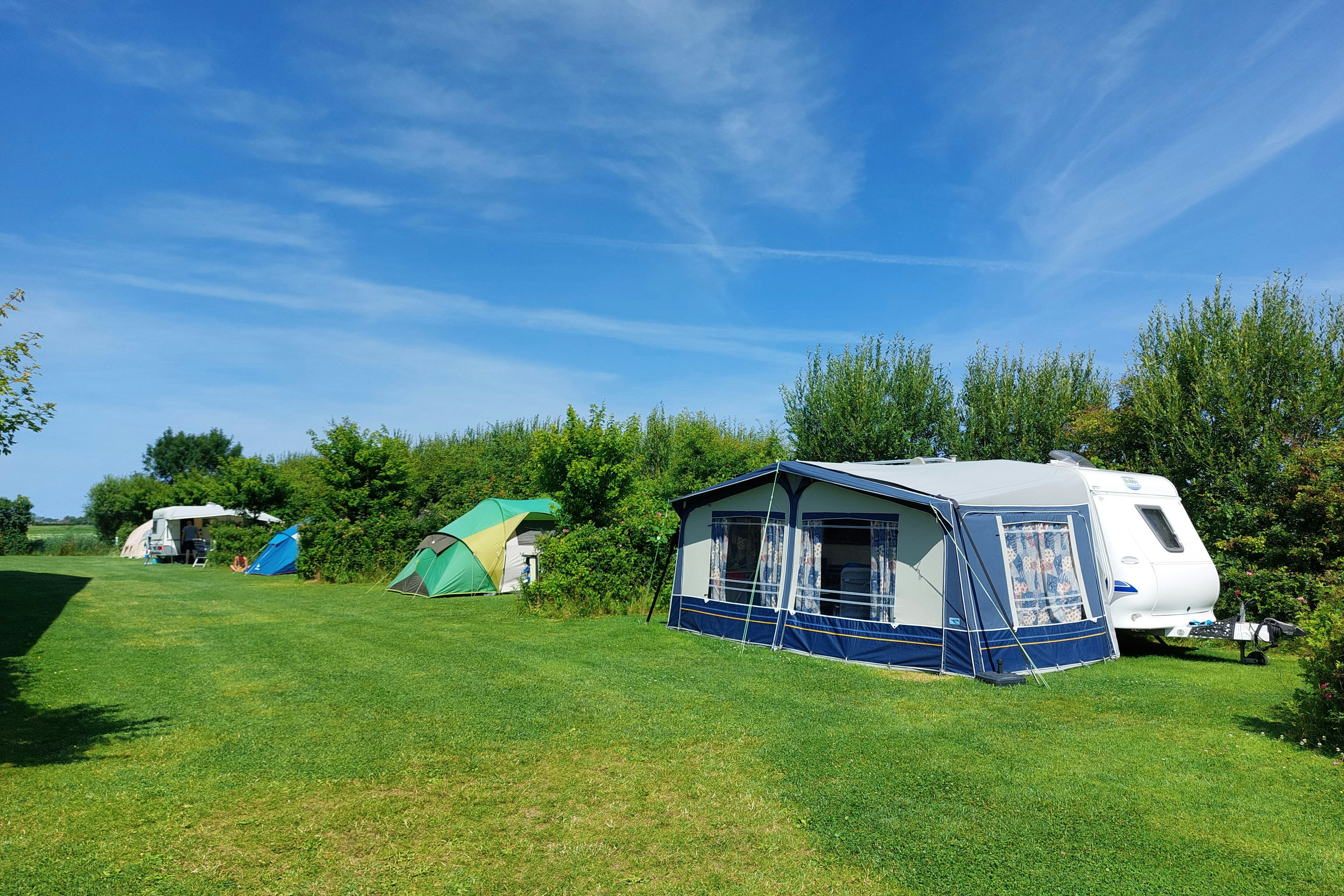 Camping de Blijer Wadden - Wohnmobil- und Wohnwagenstandplätze auf der Wiese