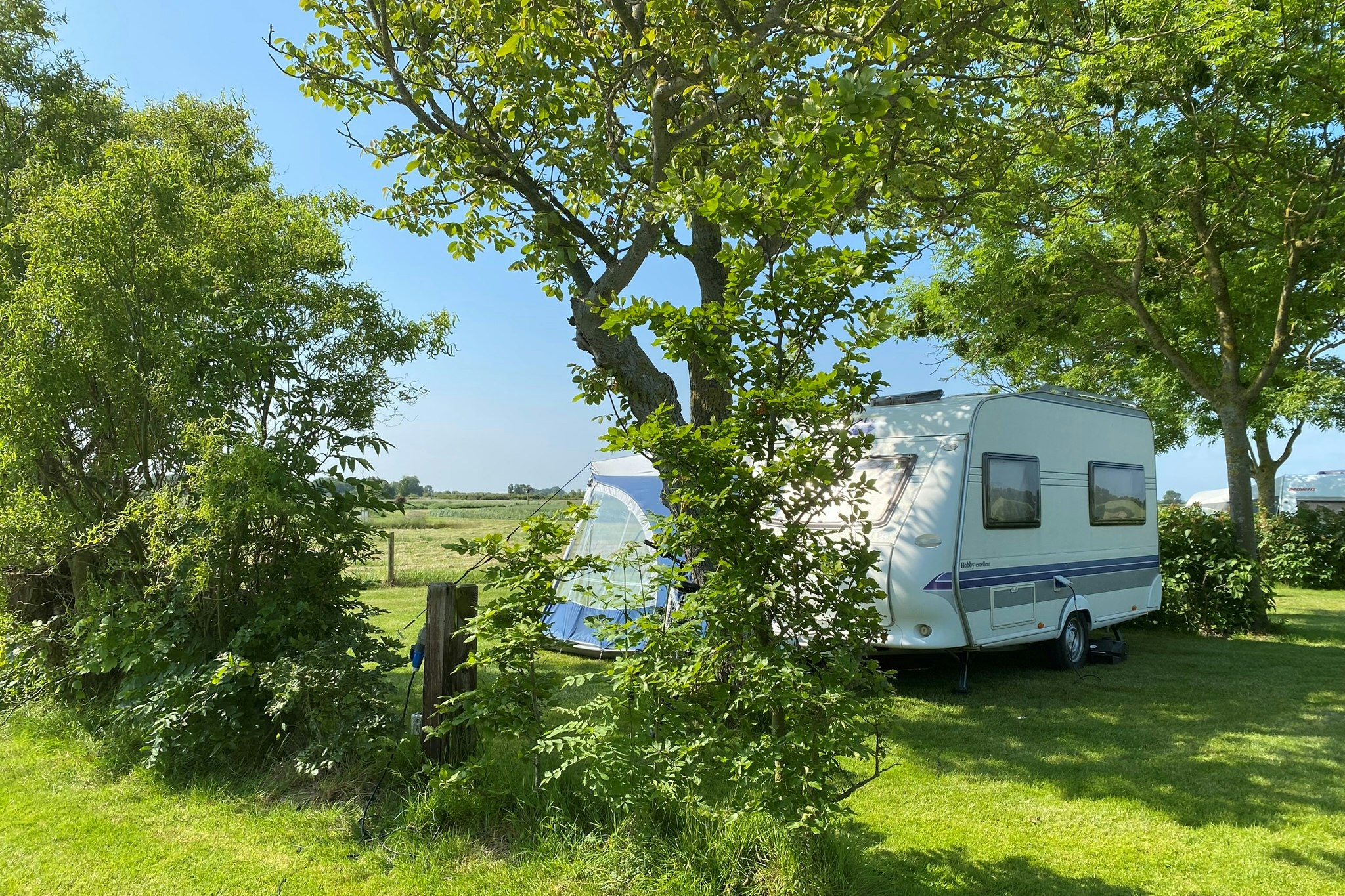 Camping De Knockaerthof - Standplätze zwischen den Bäumen auf dem Campingplatz