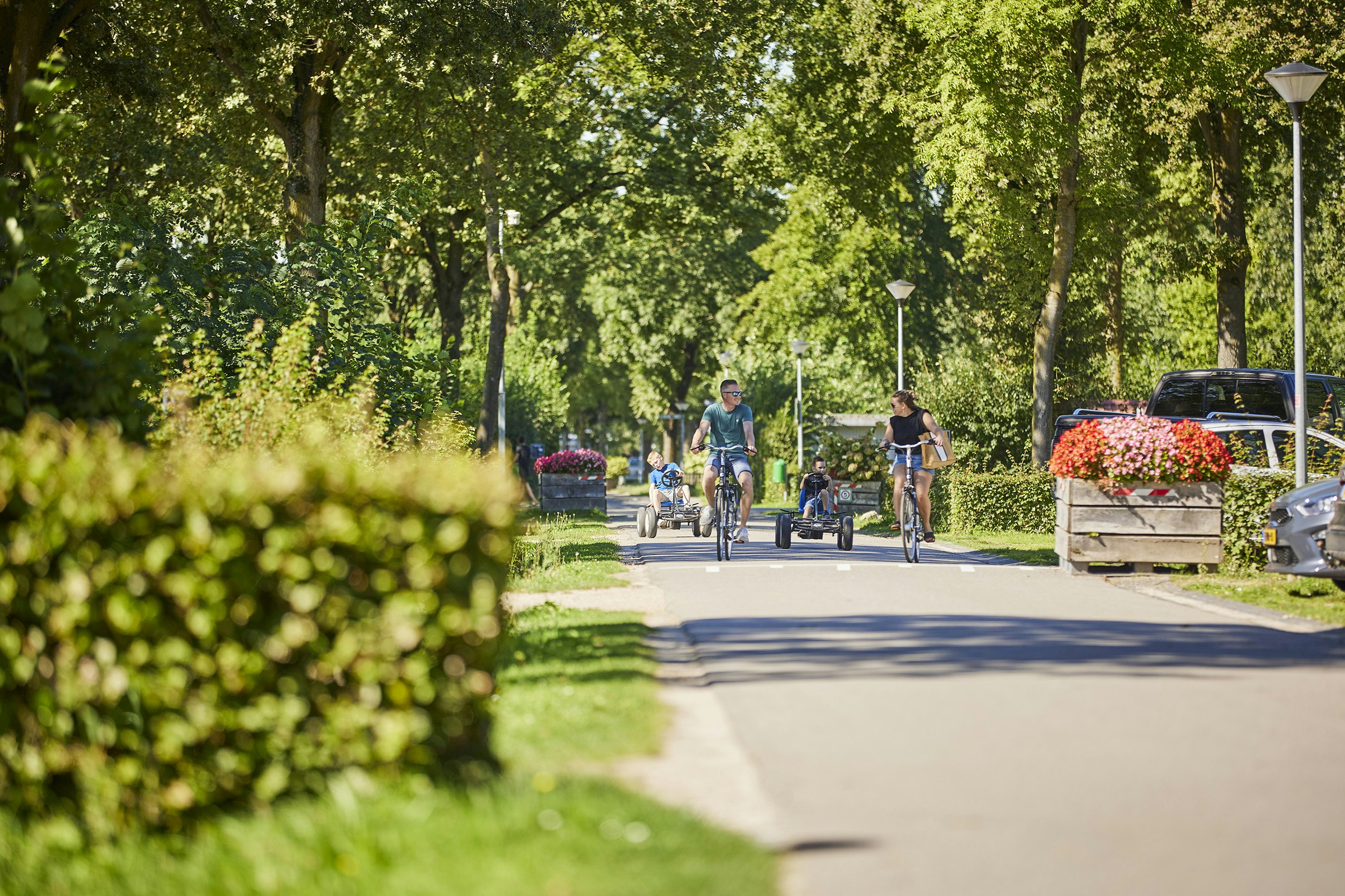 Camping De Leistert - Familie fährt Fahrrad auf dem Campingplatz