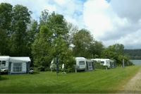 Camping De Oosterdriessen - Wohnwagen zwischen Bäumen auf dem Campingplatz