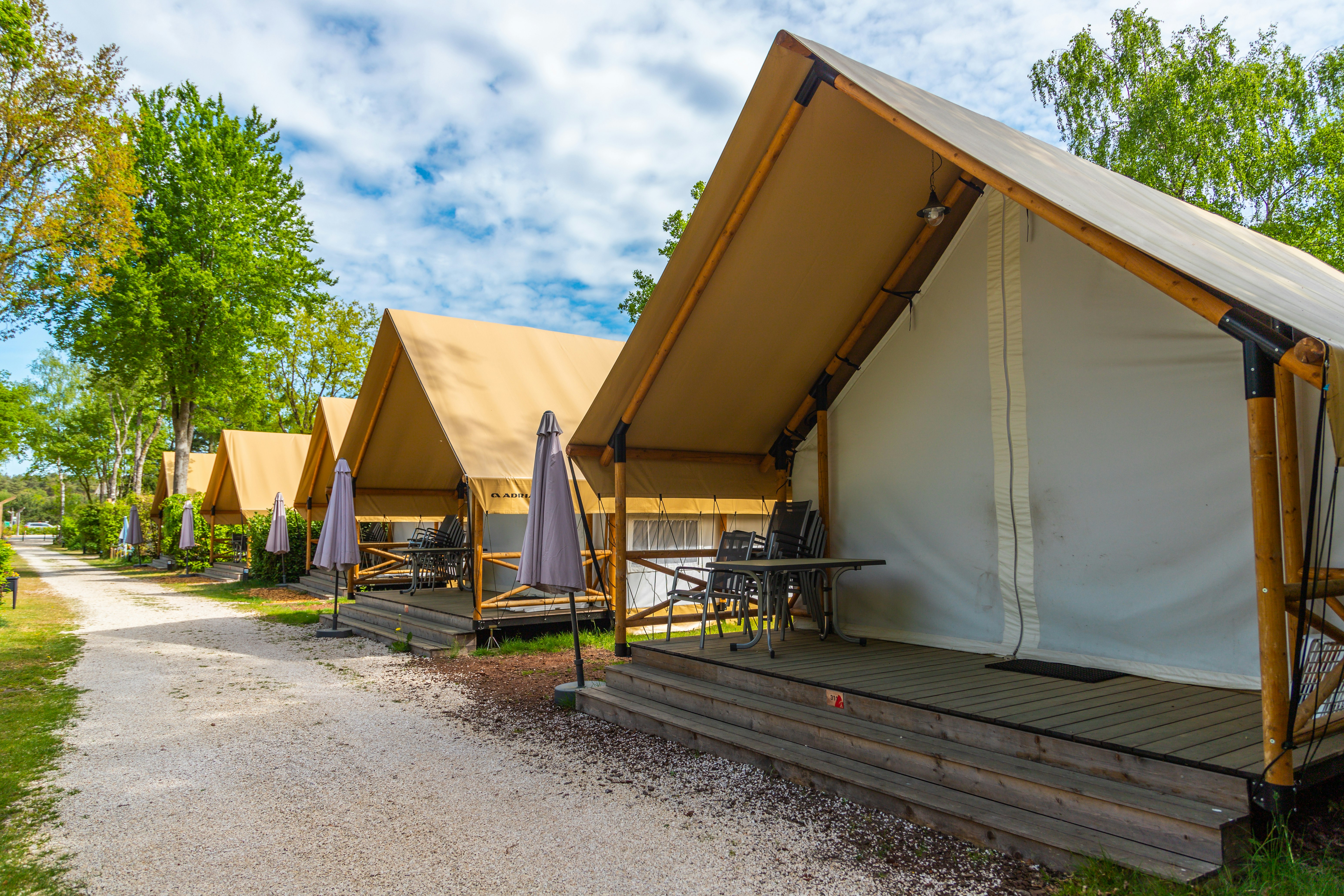 Resort De Wije Werelt  Camping De Wije Werelt - Glamping-Zelte auf dem Campingplatz