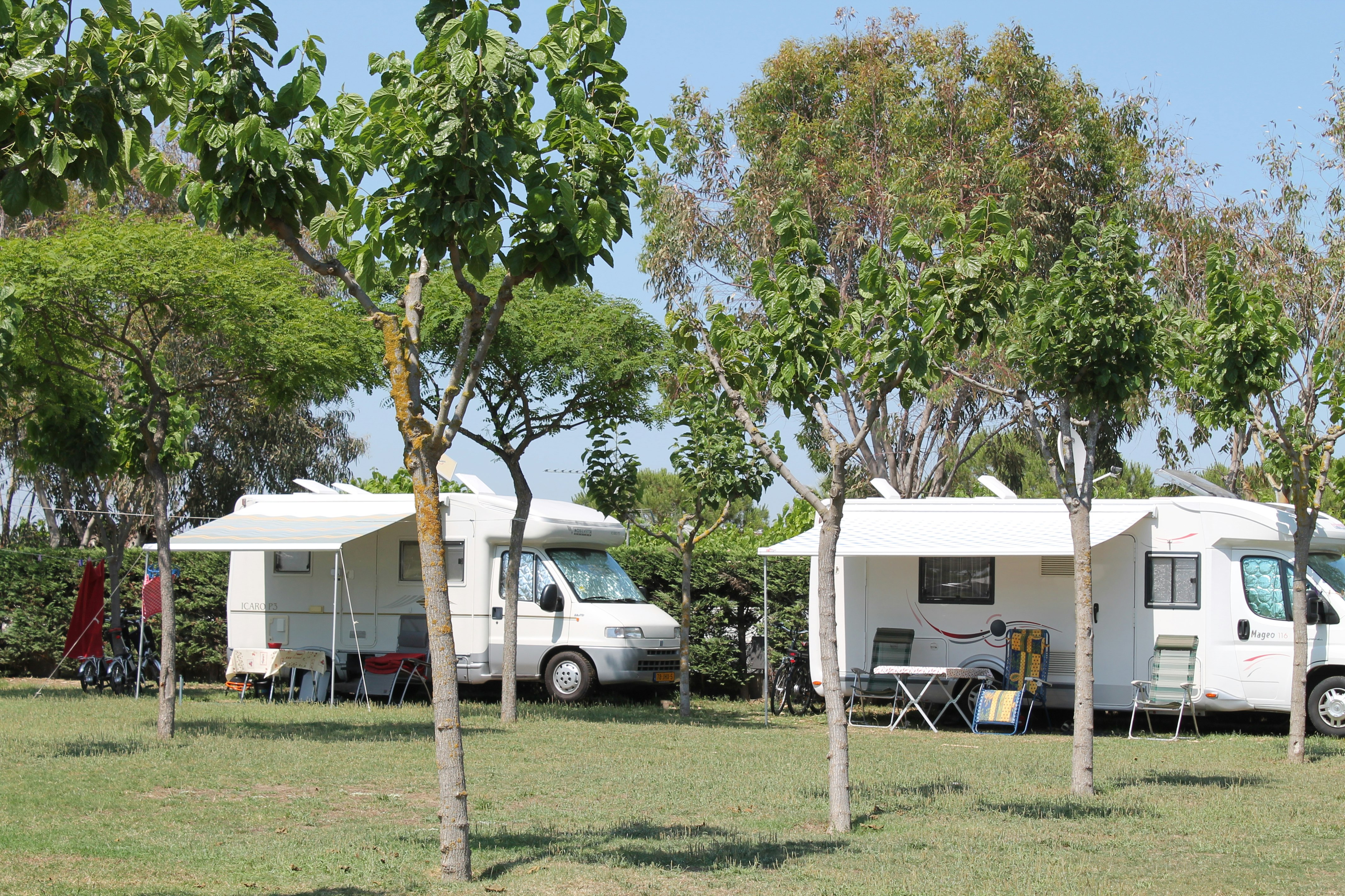Camping Del Mar - Wohnmobilstellplätze im Grünen auf dem Campingplatz