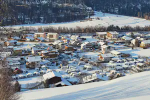 Camping Dreiländereck - Luftaufnahme auf den Campingplatz im Winter