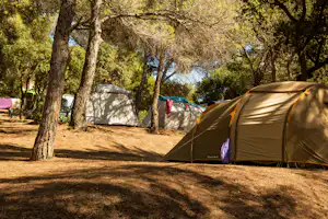 Camping du Grand Batailler - Blick auf die Zeltplätze im Schatten der Bäume