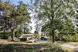 Camping d'Angers - Lac de Maine Camping d’Angers-Lac de Maine - Blick auf die Mobilheime auf dem Campingplatz