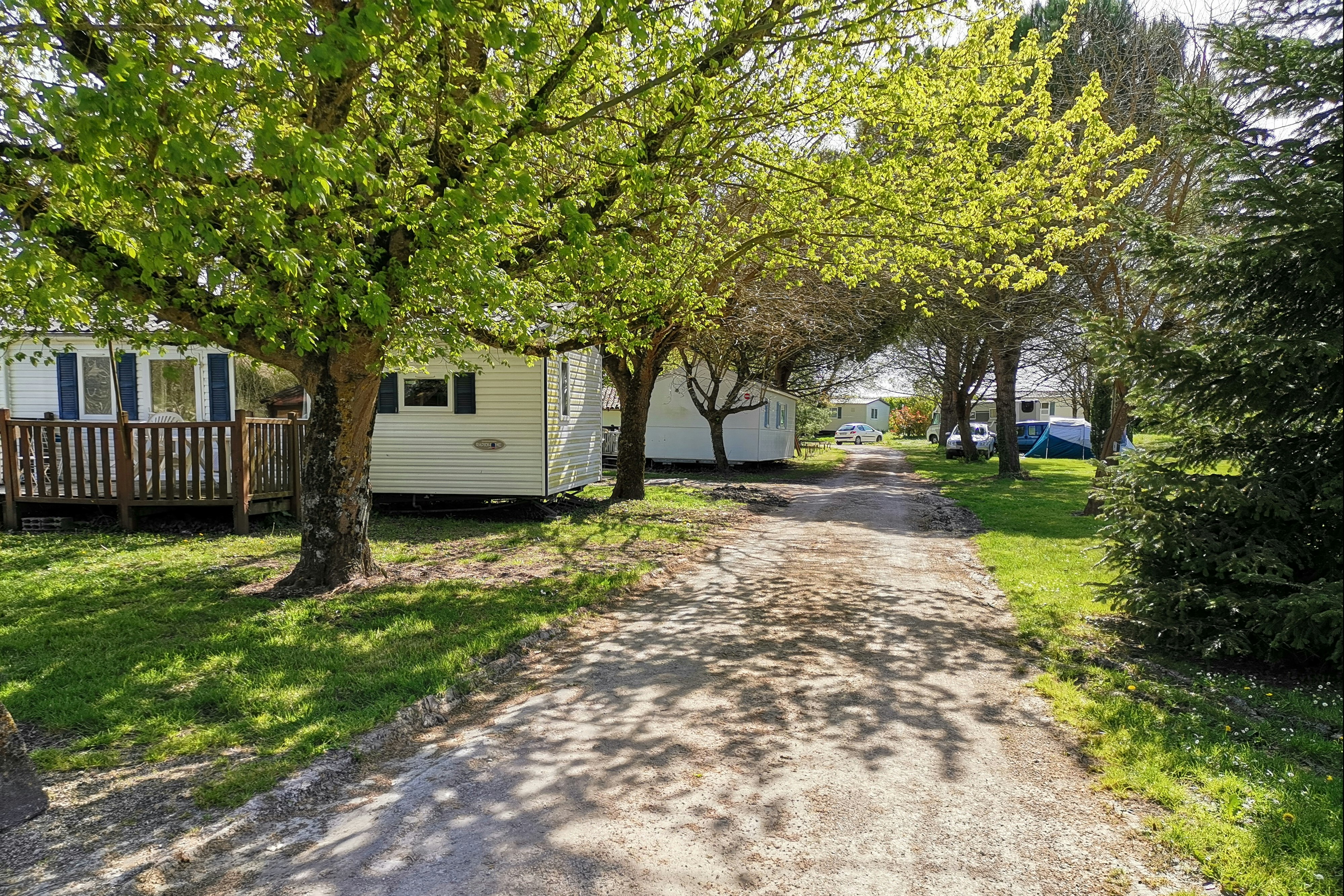 Camping Du Pas Des Biches - Außenansicht Mobilheime auf dem Campingplatz