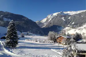Camping Eigernordwand - Überblick vom Campingplatz im Winter