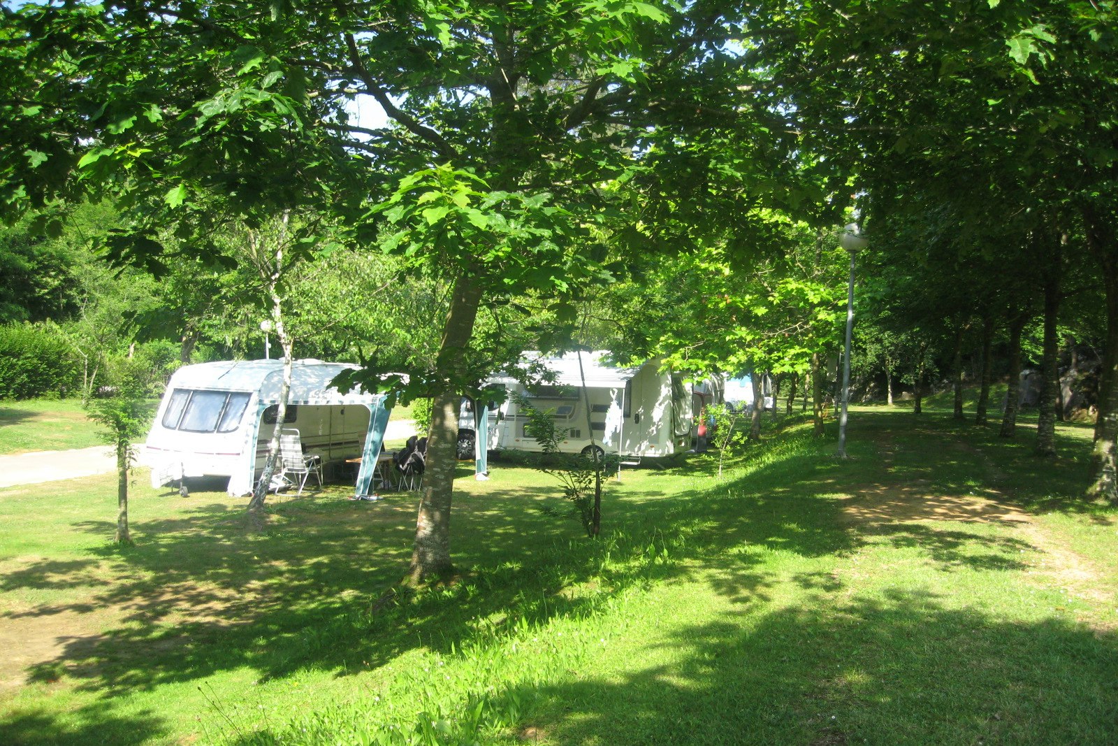 Camping El Helguero - Wohnwagen und Wohnmobile unter Bäumen