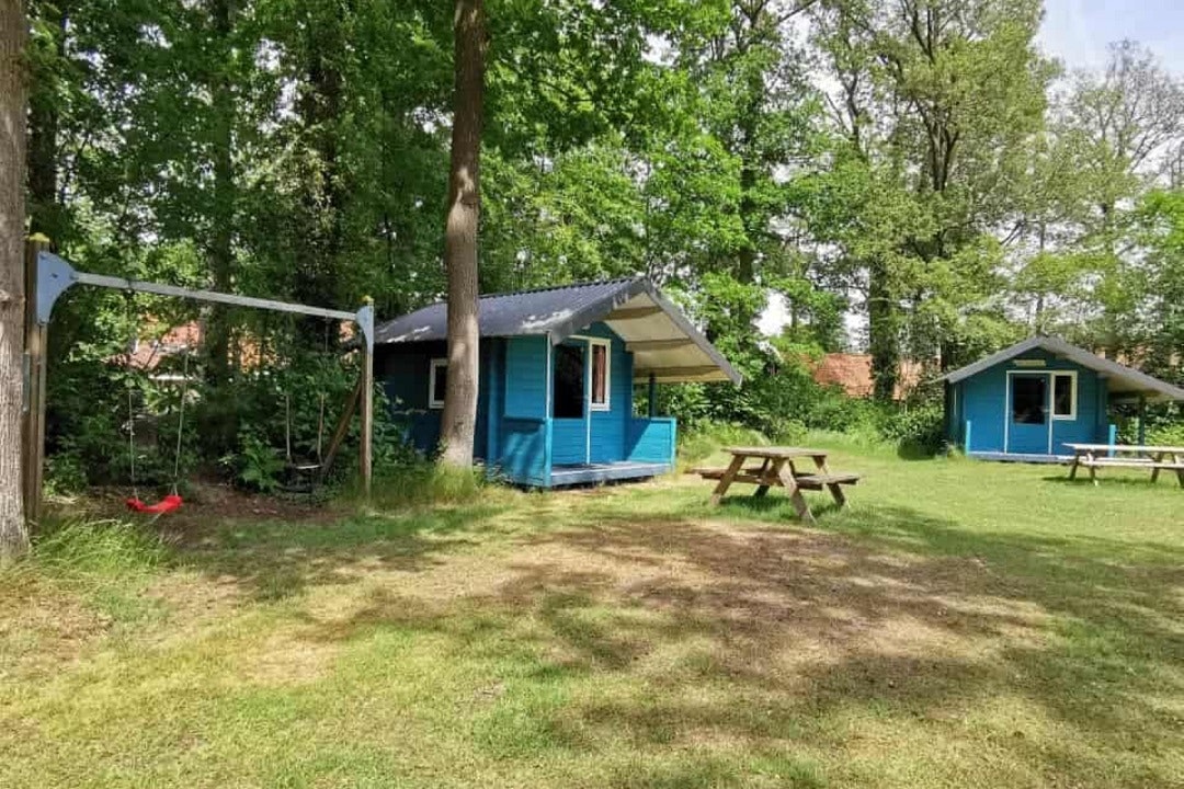 Vakantiepark Bergsehaak - Blick auf Hütten auf grüner Wiese