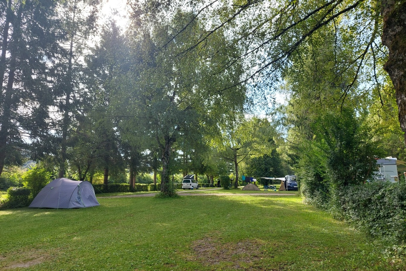 Camping Ferien am Walde - Blick auf die Standplätze auf der Wiese