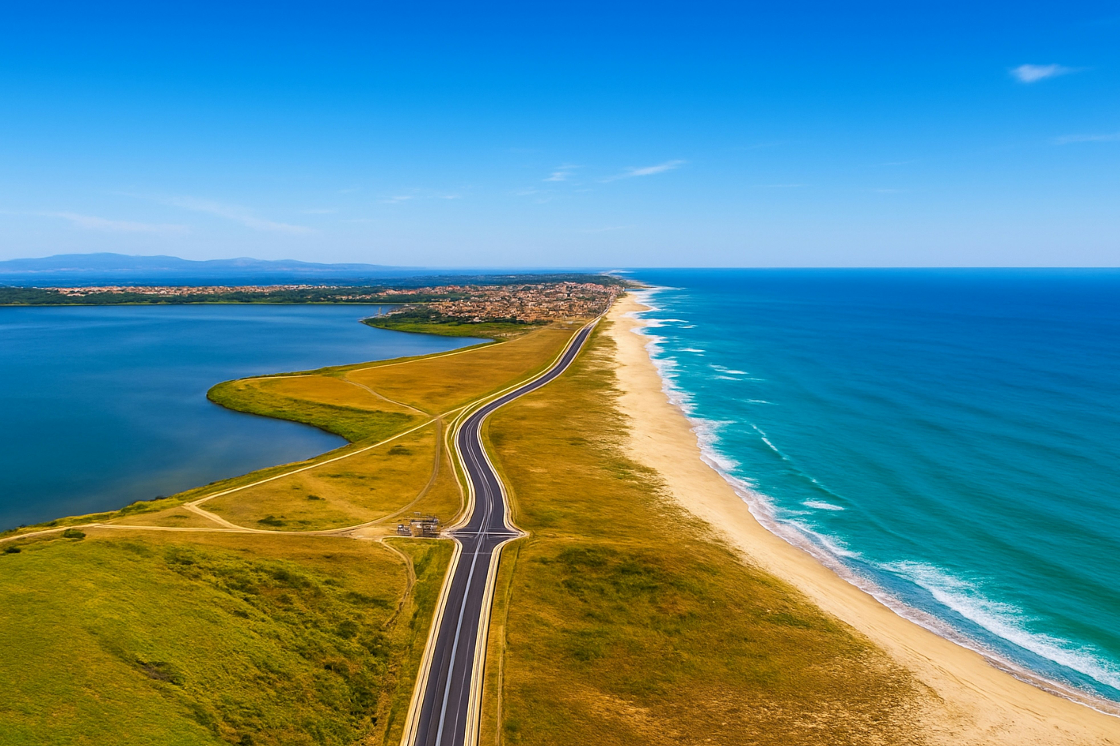 Camping Les Flamants Roses - Luftaufnahme der Küste am Campingplatz