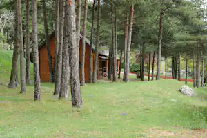 Camping Fontfreda - Mobilheime unter Bäumen auf dem Campingplatz