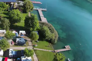 Camping Gretl am See - Luftaufnahme vom Stellplatz am See auf dem Campingplatz