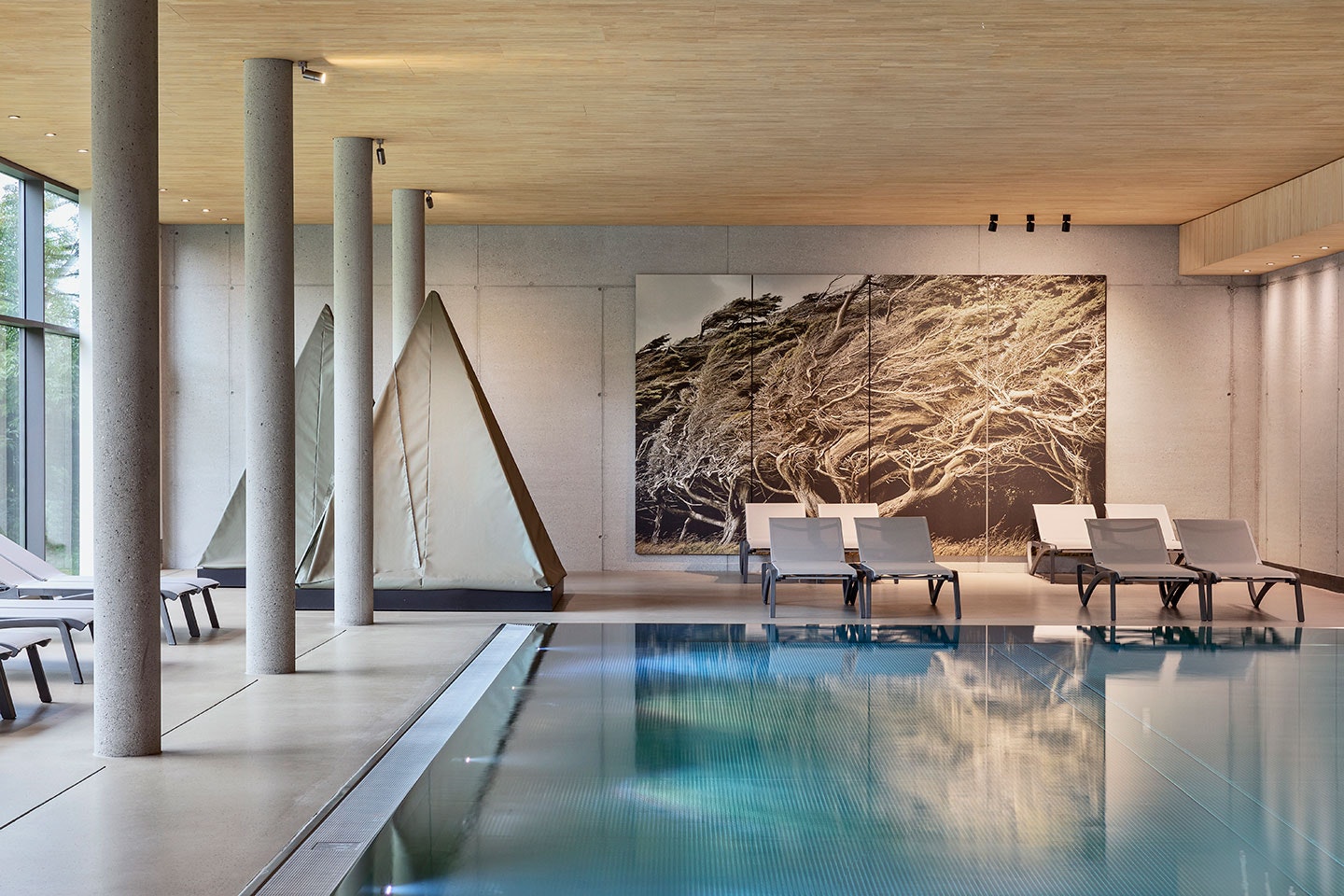 Natürlich Hell - Indoor-Pool mit Liegestühlen