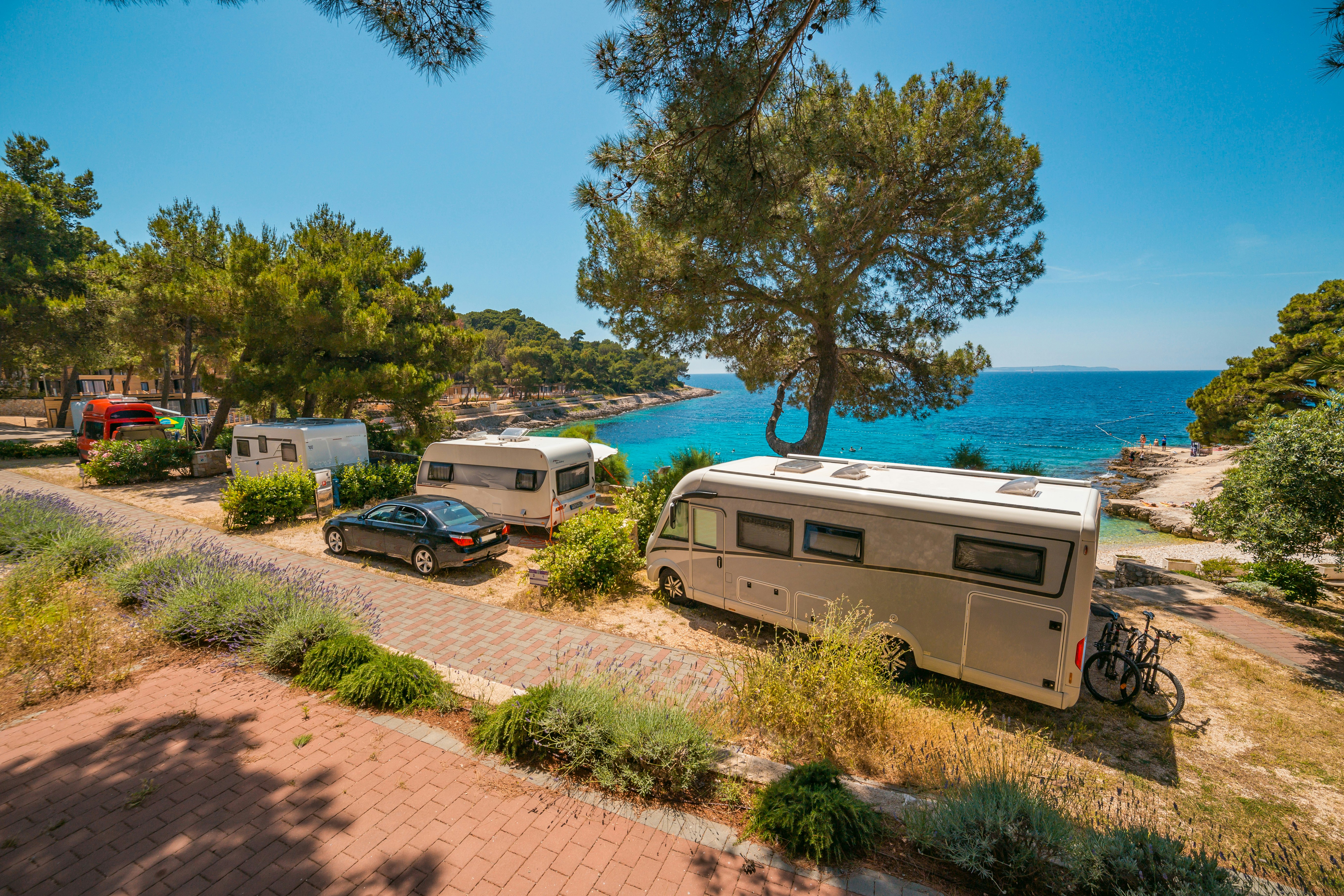 Camping Čikat - Standplätze auf dem Campingplatz mit Meerblick