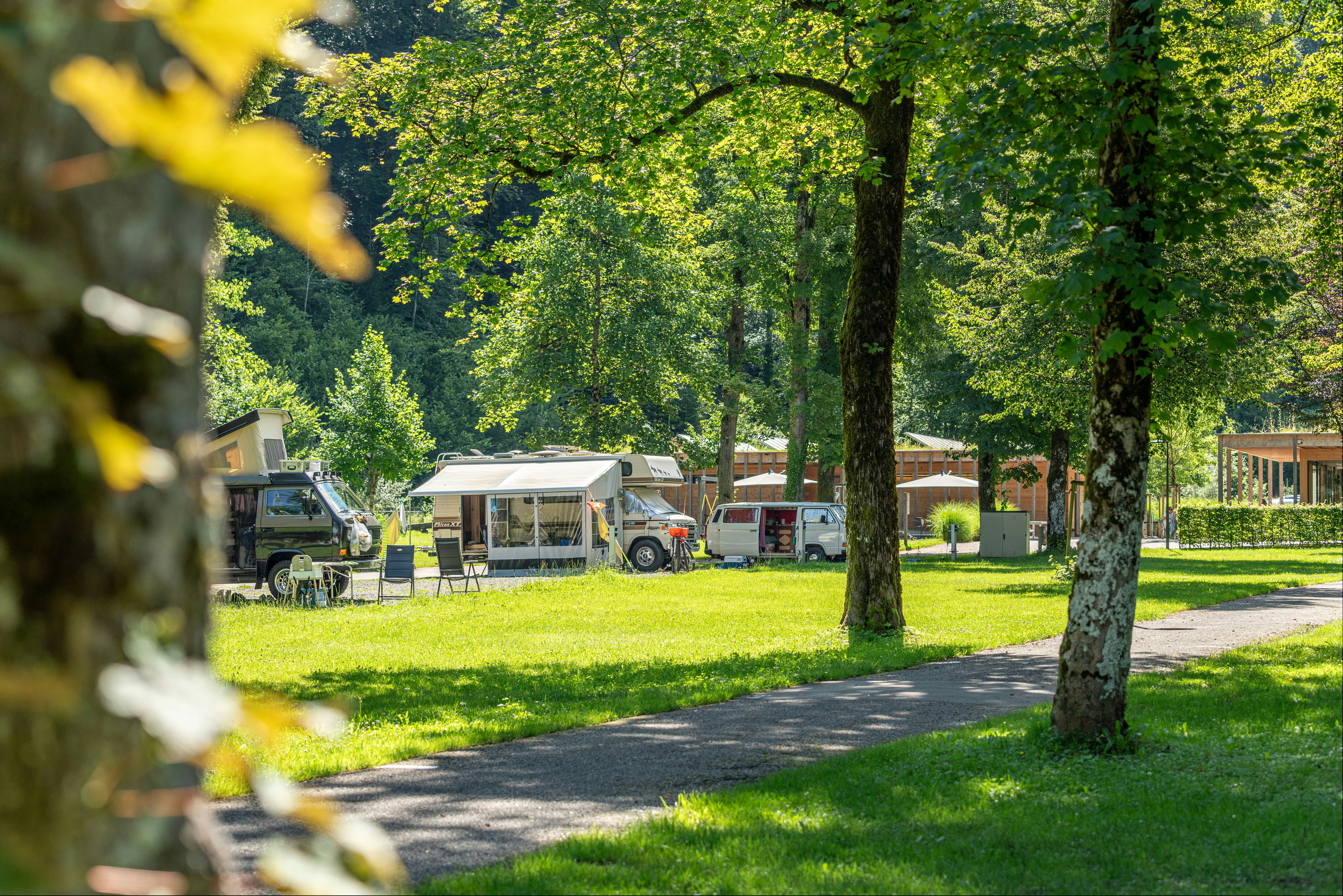 Camping Dornbirn - Standplätze im Grünen auf dem Campingplatz