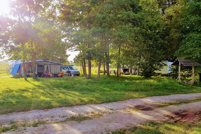 Camping Inter Nos - Stellplatz zwischen Bäumen auf dem Campingplatz